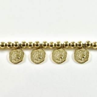 BRACELET PERLES GOLD MEDAILLES ACIER INOXYDABLE GOLD PETIT PRIX