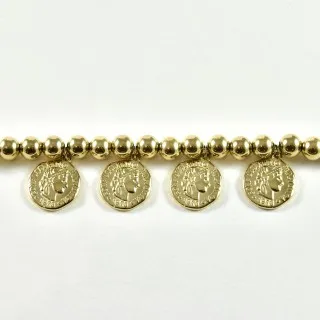 BRACELET PERLES GOLD MEDAILLES ACIER INOXYDABLE GOLD PETIT PRIX