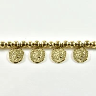 BRACELET PERLES GOLD MEDAILLES ACIER INOXYDABLE GOLD PETIT PRIX