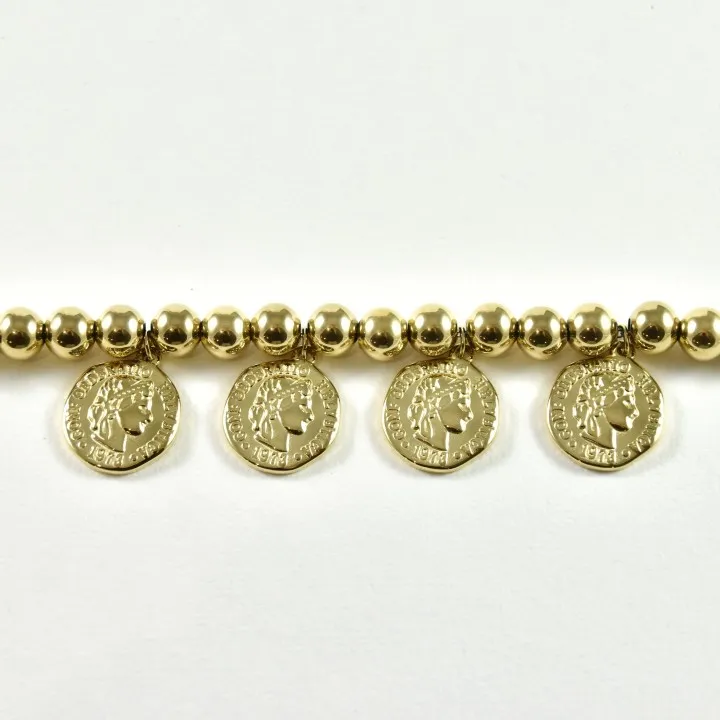 BRACELET PERLES GOLD MEDAILLES ACIER INOXYDABLE GOLD PETIT PRIX