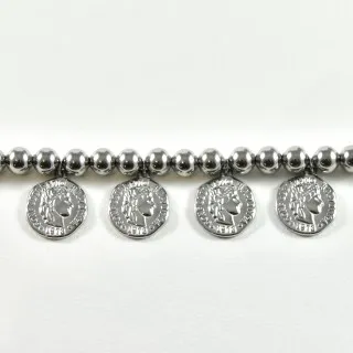 BRACELET PERLES SILVER MEDAILLES ACIER INOXYDABLE SILVER PETIT PRIX