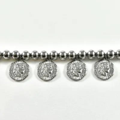 BRACELET PERLES SILVER MEDAILLES ACIER INOXYDABLE SILVER PETIT PRIX
