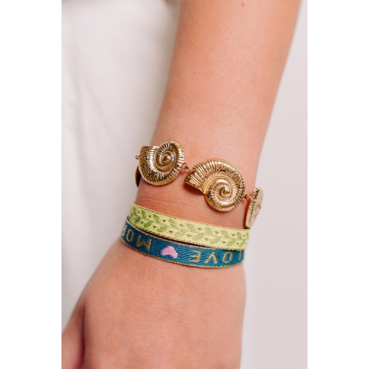 BRACELET GROS COQUILLAGES ACIER INOXYDABLE GOLD PETIT PRIX