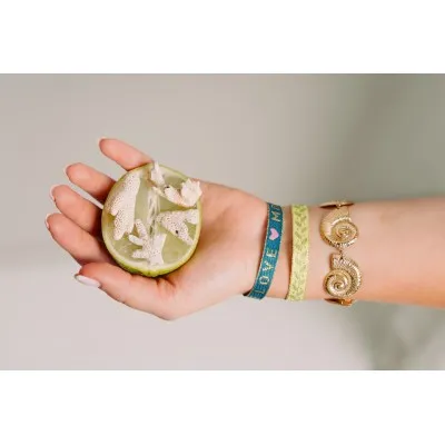 BRACELET GROS COQUILLAGES ACIER INOXYDABLE GOLD PETIT PRIX