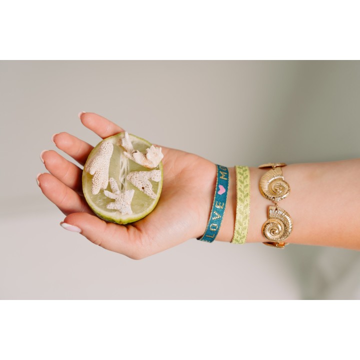 BRACELET GROS COQUILLAGES ACIER INOXYDABLE GOLD PETIT PRIX