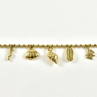BRACELET PERLES GOLD COQUILLAGES ACIER INOXYDABLE GOLD PETIT PRIX