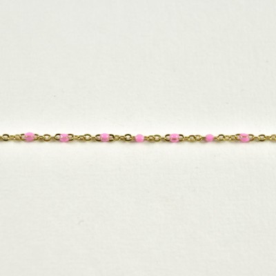 BRACELET PERLES GRIS METALLISE MEDAILLON ACIER INOX GOLD PETIT PRIX