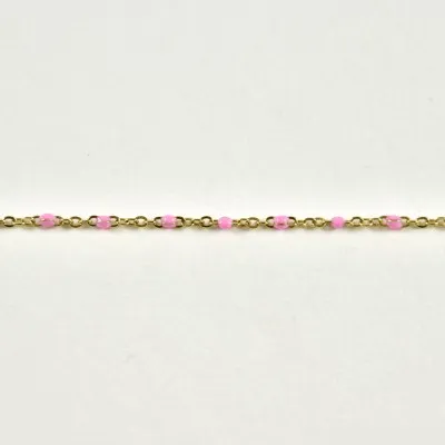 BRACELET PERLES GRIS METALLISE MEDAILLON ACIER INOX GOLD PETIT PRIX