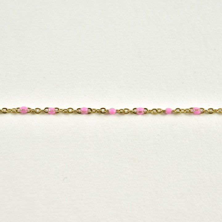 BRACELET PERLES GRIS METALLISE MEDAILLON ACIER INOX GOLD PETIT PRIX