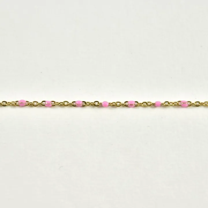 BRACELET PERLES GRIS METALLISE MEDAILLON ACIER INOX GOLD PETIT PRIX