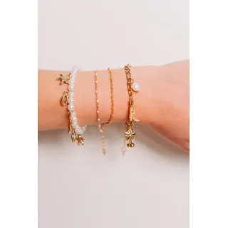 BRACELET PERLES ROSE PALE ACIER INOXYDABLE GOLD PETIT PRIX