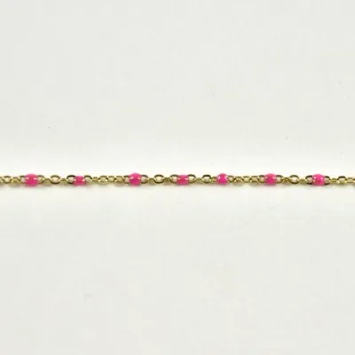 BRACELET PERLES GRIS METALLISE MEDAILLON ACIER INOX GOLD PETIT PRIX