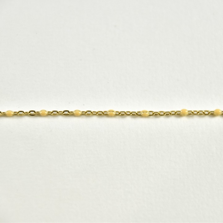 BRACELET PERLES GRIS METALLISE MEDAILLON ACIER INOX GOLD PETIT PRIX