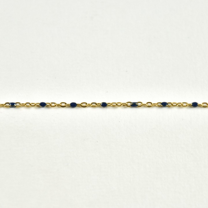 BRACELET PERLES BLEU MARINE ACIER INOXYDABLE GOLD PETIT PRIX