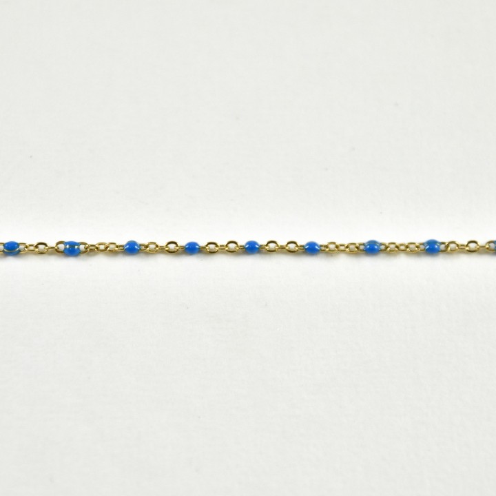 BRACELET PERLES BLEU FONCE ACIER INOXYDABLE GOLD PETIT PRIX