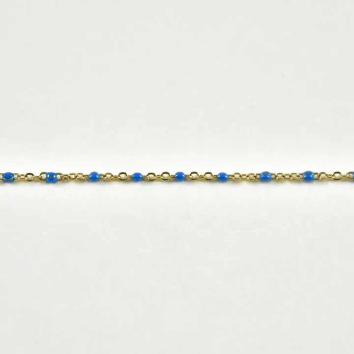 BRACELET PERLES BLEU FONCE ACIER INOXYDABLE GOLD PETIT PRIX
