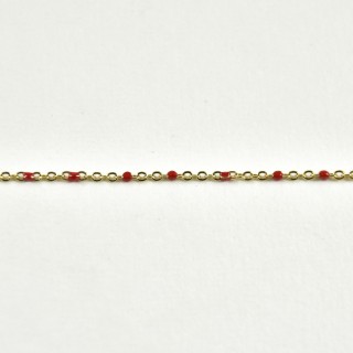 BRACELET PERLES ROUGES ACIER INOXYDABLE GOLD PETIT PRIX