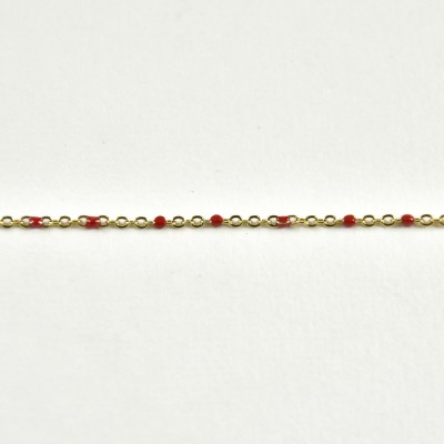 BRACELET PERLES ROUGES ACIER INOXYDABLE GOLD PETIT PRIX