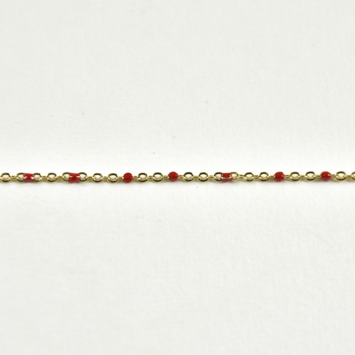 BRACELET PERLES ROUGES ACIER INOXYDABLE GOLD PETIT PRIX