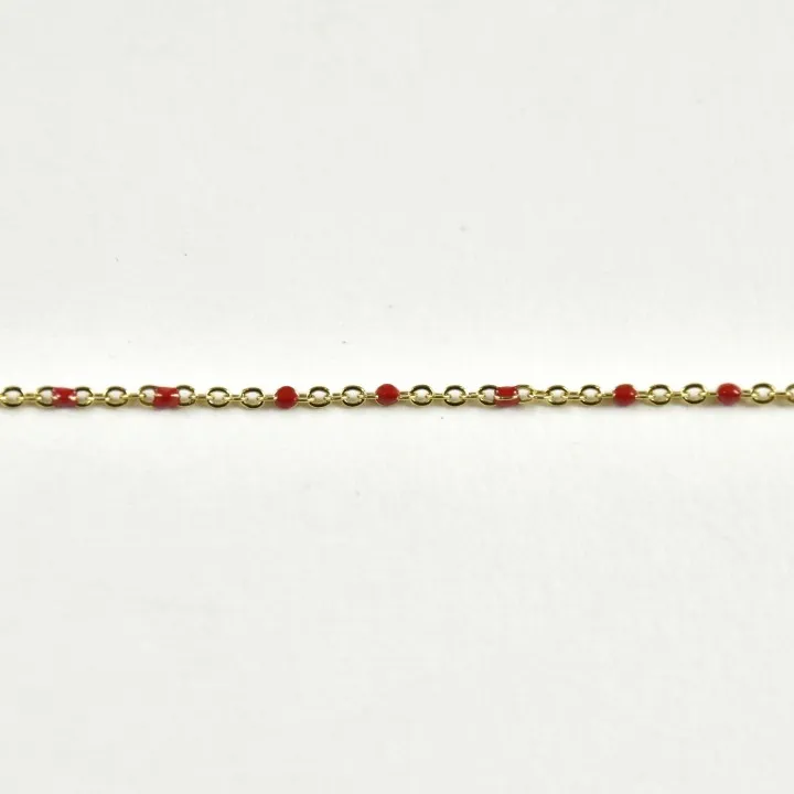 BRACELET PERLES ROUGES ACIER INOXYDABLE GOLD PETIT PRIX