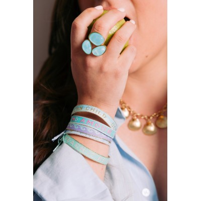 BRACELET PERLES GRIS METALLISE MEDAILLON ACIER INOX GOLD PETIT PRIX