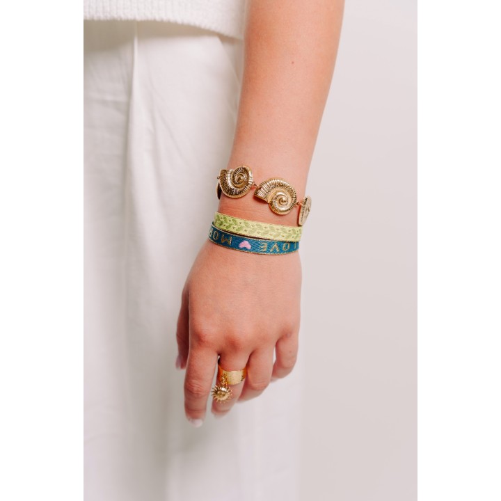 BRACELET PERLES GRIS METALLISE MEDAILLON ACIER INOX GOLD PETIT PRIX