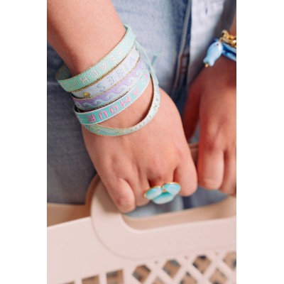 BRACELET PERLES GRIS METALLISE MEDAILLON ACIER INOX GOLD PETIT PRIX