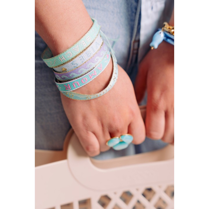 BRACELET PERLES GRIS METALLISE MEDAILLON ACIER INOX GOLD PETIT PRIX