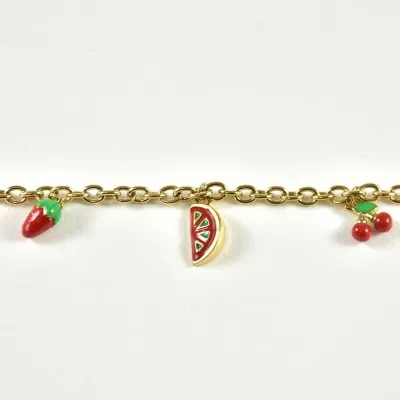 CHAINE DE CHEVILLE CHARMS FRUITS ACIER INOXYDABLE GOLD PETIT PRIX