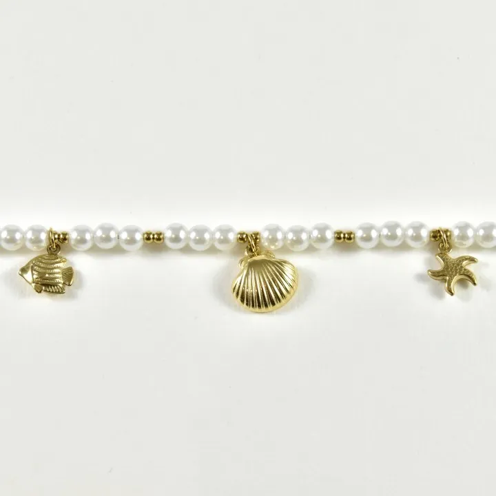 CHAINE DE CHEVILLE CHARMS COQUILLAGES ACIER INOXYDABLE GOLD PETIT PRIX