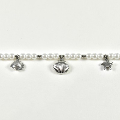 CHAINE DE CHEVILLE CHARM COQUILLAGE ACIER INOXYDABLE SILVER PETIT PRIX