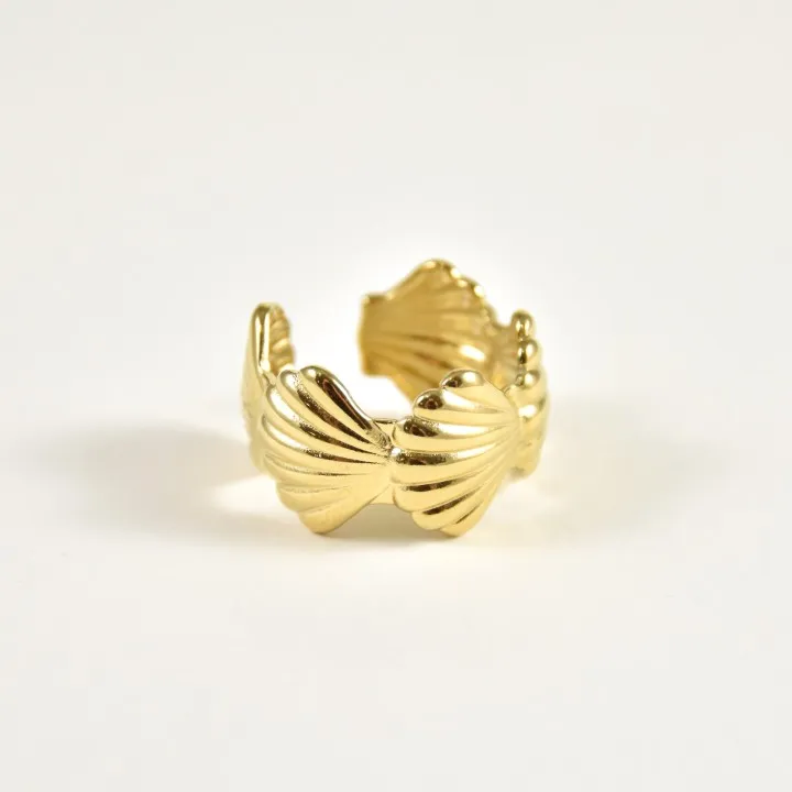 BAGUE RONDE MARTELEE ACIER INOXYDABLE GOLD PETIT PRIX