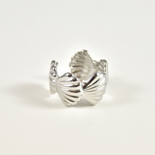 BAGUE LARGE COQUILLAGES ACIER INOXYDABLE SILVER PETIT PRIX