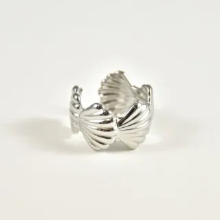 BAGUE LARGE COQUILLAGES ACIER INOXYDABLE SILVER PETIT PRIX