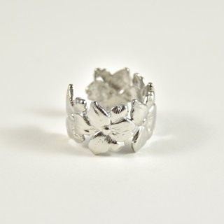 BAGUE LARGE FLEURS GRAVEES ACIER INOXYDABLE SILVER PETIT PRIX