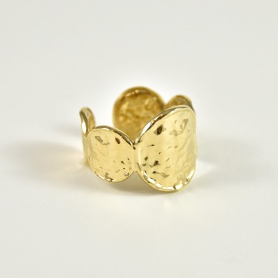 BAGUE RONDE MARTELEE ACIER INOXYDABLE GOLD PETIT PRIX