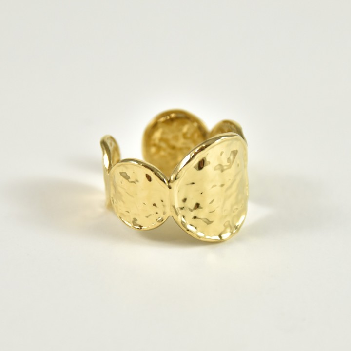 BAGUE RONDE MARTELEE ACIER INOXYDABLE GOLD PETIT PRIX