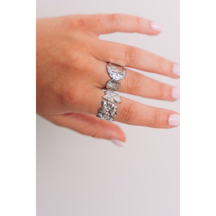 BAGUE RONDE MARTELEE ACIER INOXYDABLE GOLD PETIT PRIX