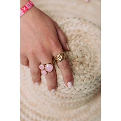 BAGUE RONDE MARTELEE ACIER INOXYDABLE GOLD PETIT PRIX