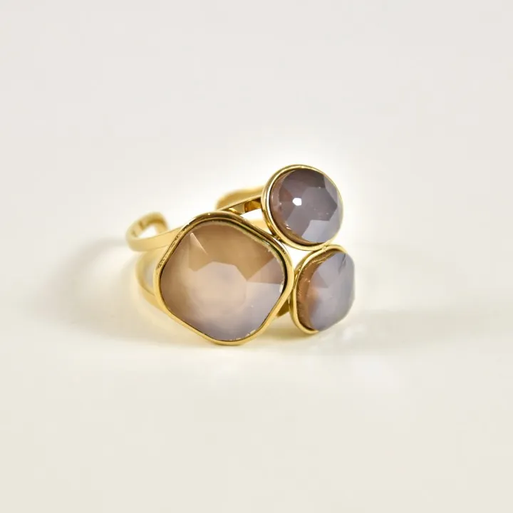 BAGUE RONDE MARTELEE ACIER INOXYDABLE GOLD PETIT PRIX