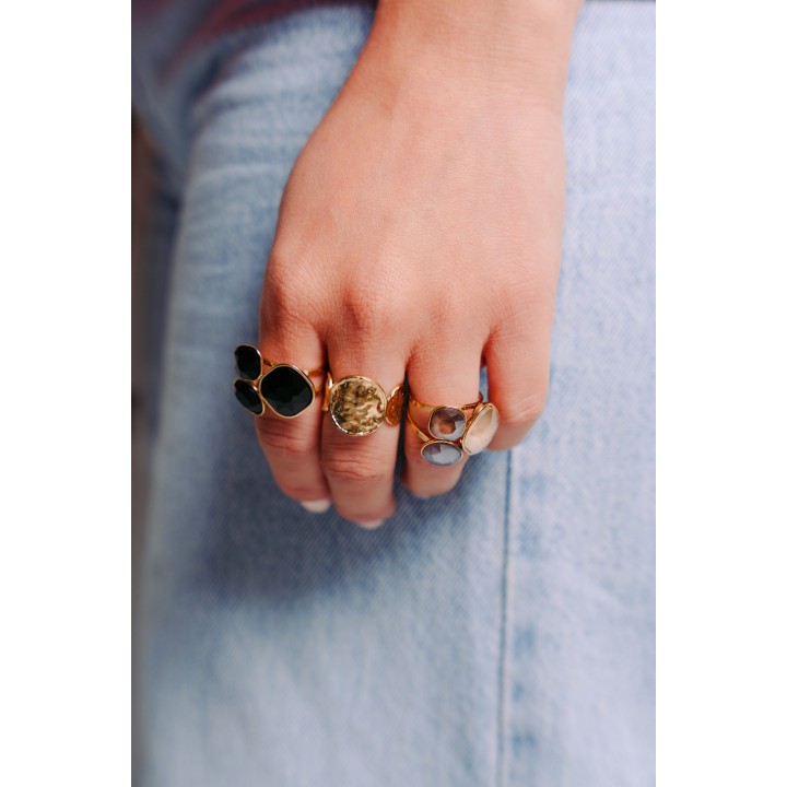 BAGUE RONDE MARTELEE ACIER INOXYDABLE GOLD PETIT PRIX
