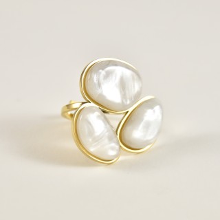 BAGUE RONDE MARTELEE ACIER INOXYDABLE GOLD PETIT PRIX