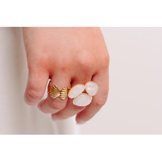 BAGUE RONDE MARTELEE ACIER INOXYDABLE GOLD PETIT PRIX