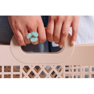 BAGUE PAMPILLES OVALES VERTES ACIER INOXYDABLE GOLD PETIT PRIX