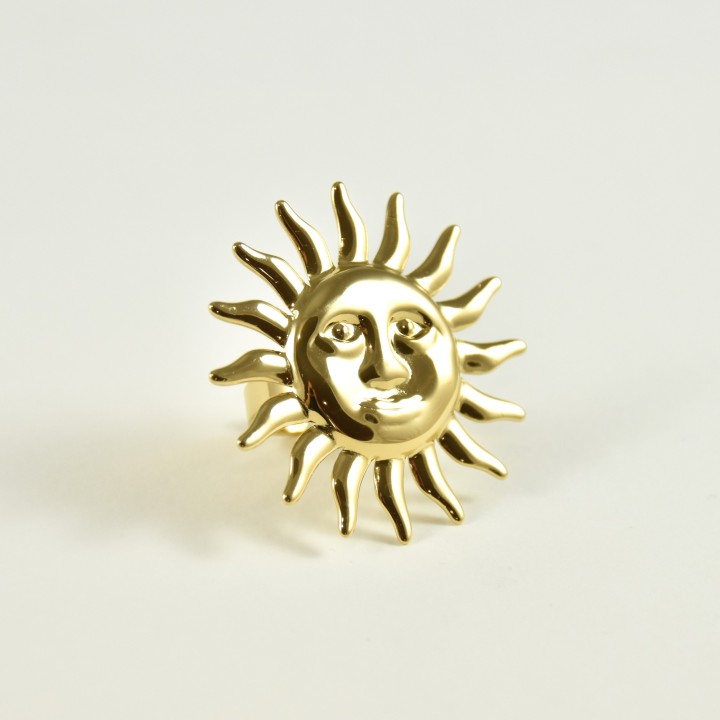 BAGUE LARGE SOLEIL XL ACIER INOXYDABLE GOLD PETIT PRIX