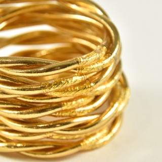 JONC BOUDDHISTE TIBETAIN KUMLAI TORSADE MANTRA LIGHT GOLD PAS CHER