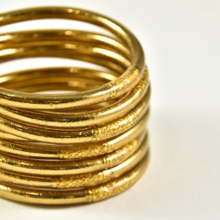 JONC BOUDDHISTE TIBETAIN KUMLAI MANTRAS ANTIQUE GOLD PAS CHER