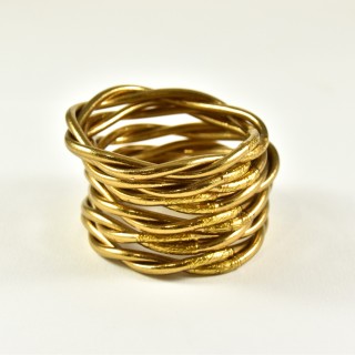 JONC BOUDDHISTE TIBETAIN KUMLAI TORSADE MANTRA ANTIQUE GOLD PAS CHER