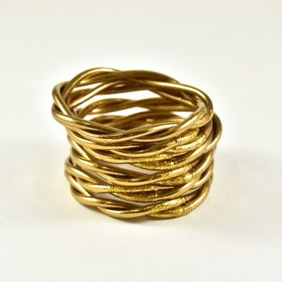 JONC BOUDDHISTE TIBETAIN KUMLAI TORSADE MANTRA ANTIQUE GOLD PAS CHER