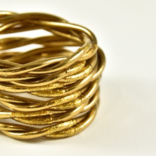 JONC BOUDDHISTE TIBETAIN KUMLAI TORSADE MANTRA ANTIQUE GOLD PAS CHER